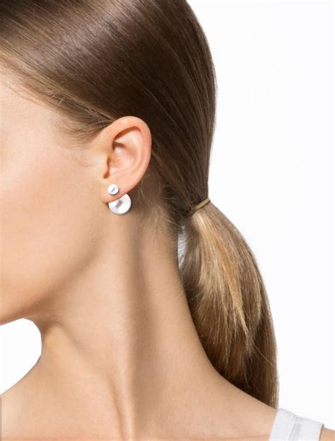 dior silver pearl earrings|christian Dior tribal pearl earrings.